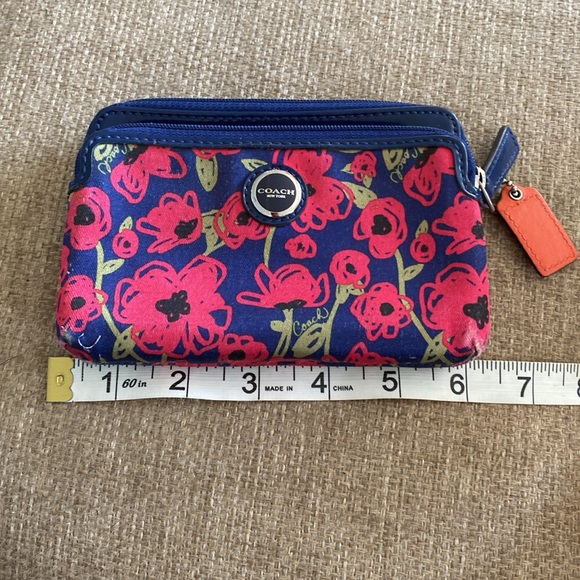 COACH double mini clutch wristlet blue pink green scribble poppy - Picture 4 of 4